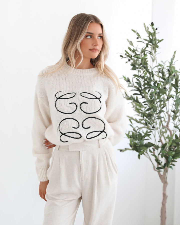 Adelaine Knit - Cream Print