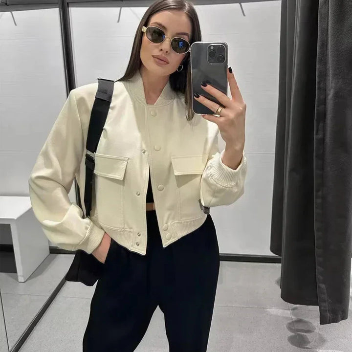 Women's minimalist bomber jacket