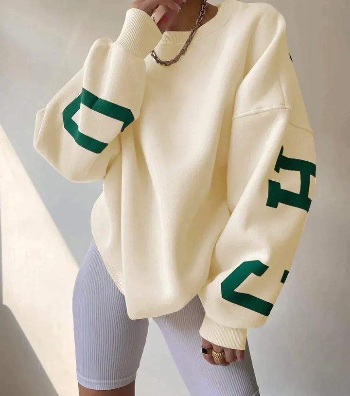 Women's bold oversized graphic sweatshirt for street-smart style