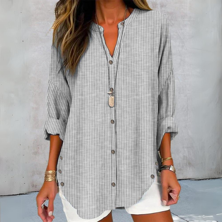 Saar - Striped Top with Flattering V-neck