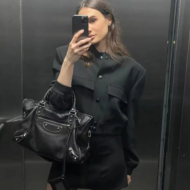 Women's minimalist bomber jacket