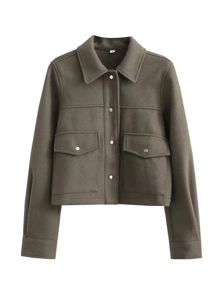 Women's utilitarian cropped bomber jacket